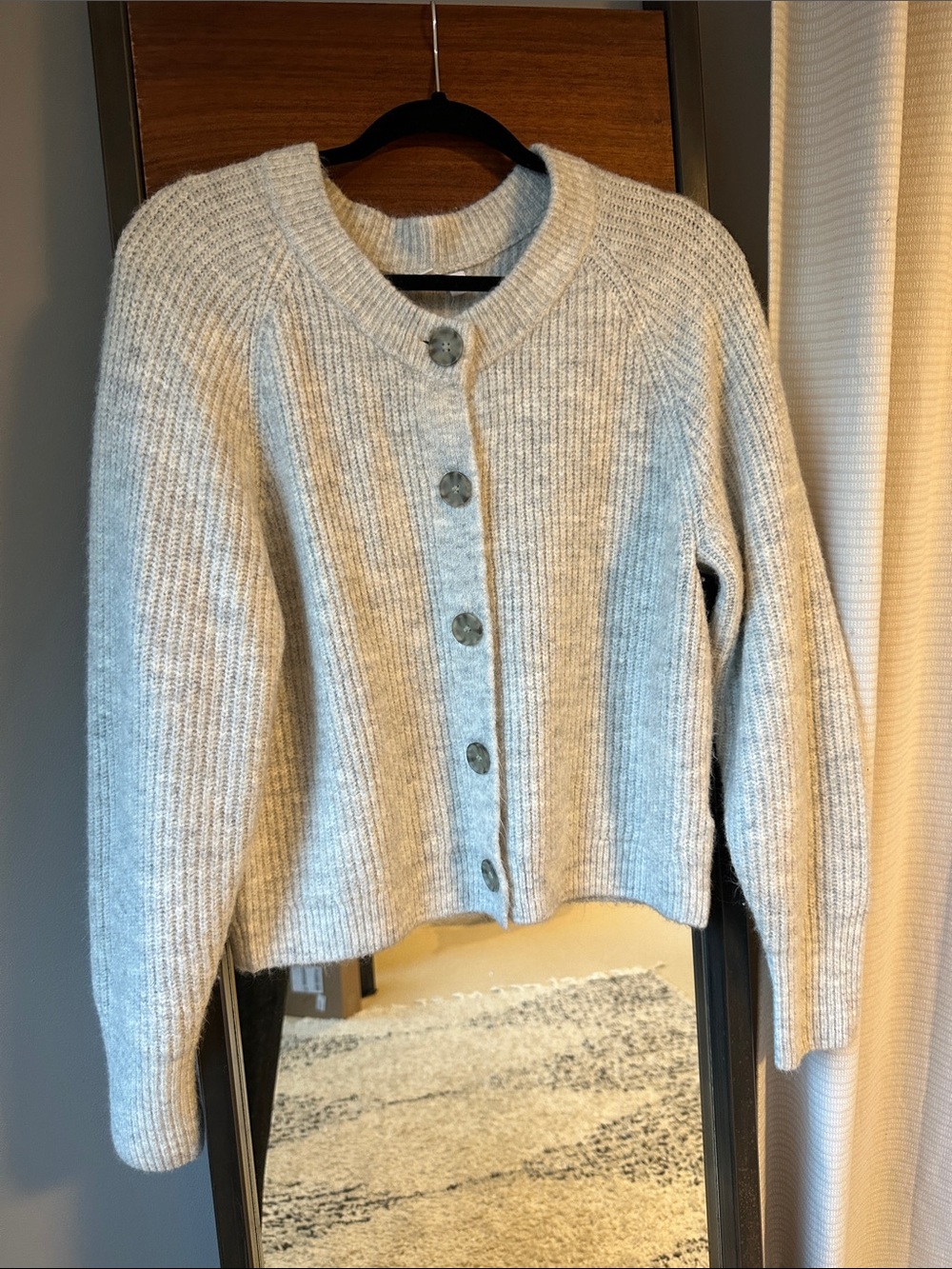 GAP Cozy Crew Cardigan in Heather Grey